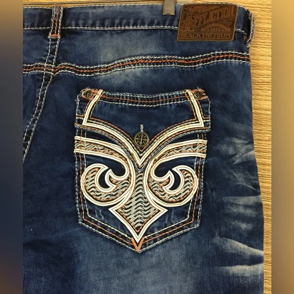 Affliction Black Premium Mens Blue Distressed Hot Rod Denim Size 42